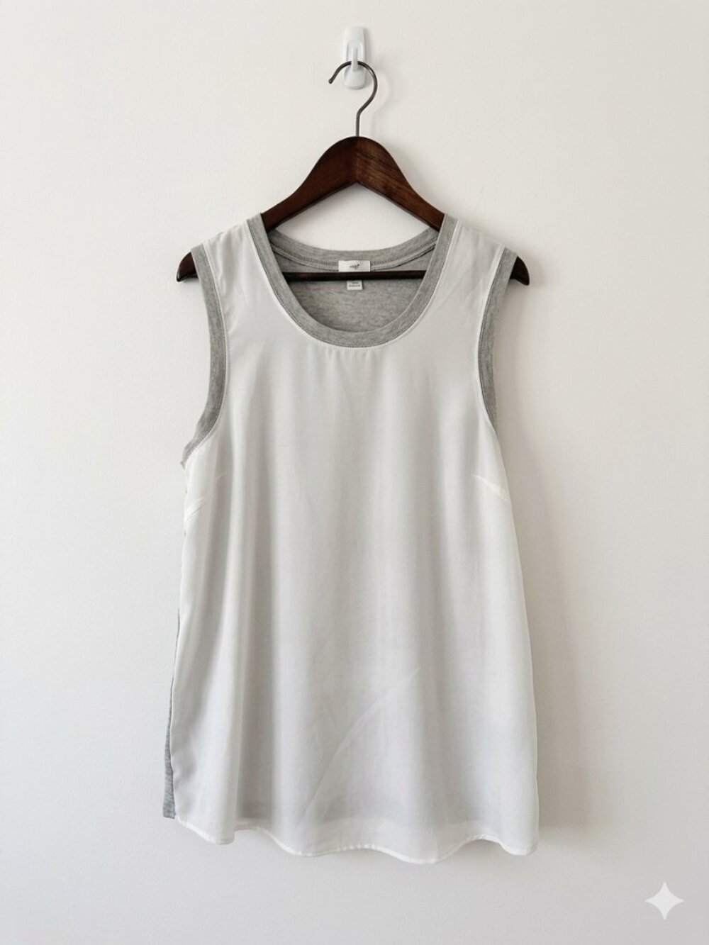 J. Crew Mixed Media Layered Tank Top White & Grey Trim - Size XS